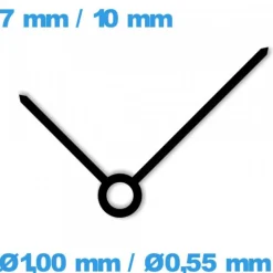 Paire d'aiguille Suisse cadran central noir (Ø1,00 mm / Ø0,55 mm)  de montre