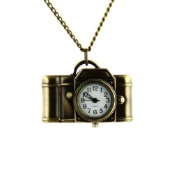 Pendentif montre appareil photo vintage photographe + chaine