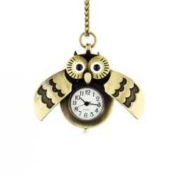 Pendentif montre pas cher Hibou vintage ouverture ailes