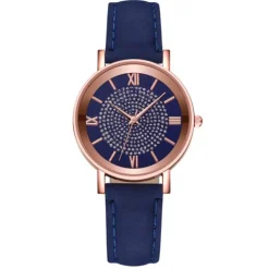 Petite Montre Femme pas chere Bleue Chiffre Romain