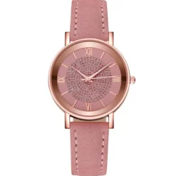 Petite montre rose femme pas chère chiffres romains