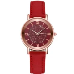 Petite montre rouge femme pas chère chiffres romains