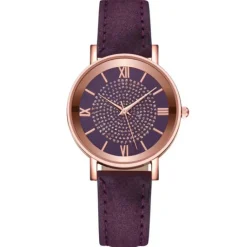Petite montre violette femme pas chère chiffres romains