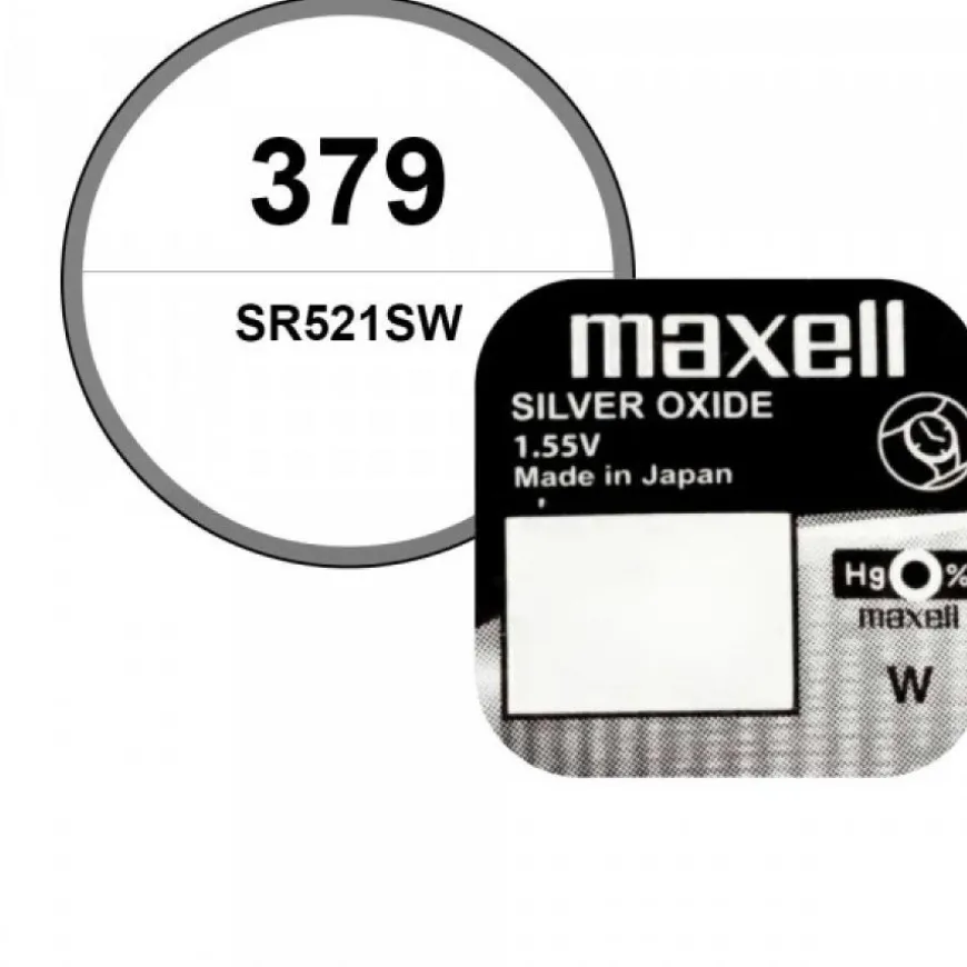 Pile de montre 1,55 V 379 oxyde d'argent Maxell