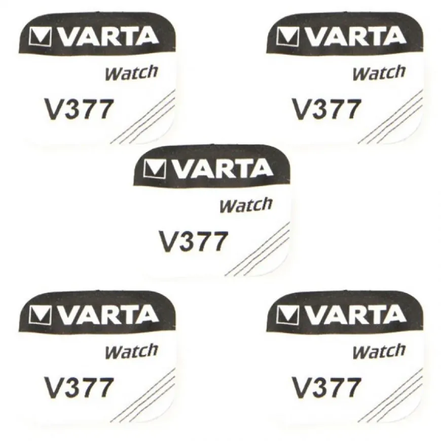 5 Piles pour montre alcaline 1,55 V 377 Varta