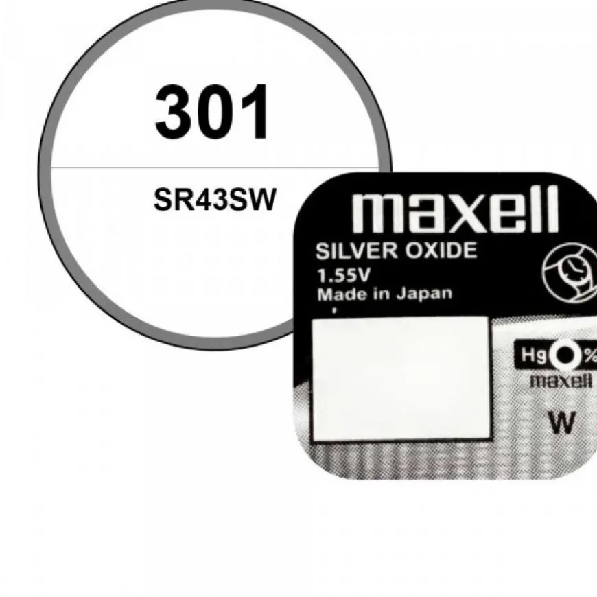 Pile 1,55 V 301 oxyde d'argent Maxell pour montre