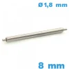 1 Springbar à ressort  pour réparation bracelet montre 8 mm Non téléscopique épaulement simple diam : 1,8 mm Suisse