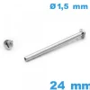 Tige  24 mm tubulaire Argenté à rivet  pour bracelet de montre