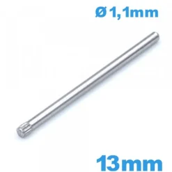 Tige moletée  montre argent taille 13mm