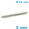 1 Tige à ressort ISOSWISS réparation montre 5mm Non téléscopique épaulement simple d :1,8 mm qualité Suisse