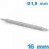 Tige à ressort pour montre 16 mm diam : 1,8 mm épaulement simple Téléscopique