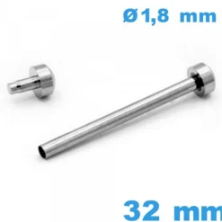 Tige Tubulaire pour Montre argenté à Capuchon Pression 32 mm