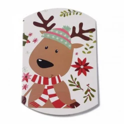 étui carton blanc pour les cadeaux de noël avec des motifs fêtes de noël