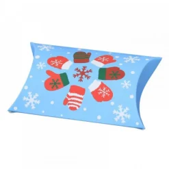 étui carton bleu pour les cadeaux de noël avec des motifs fêtes de fin d'année