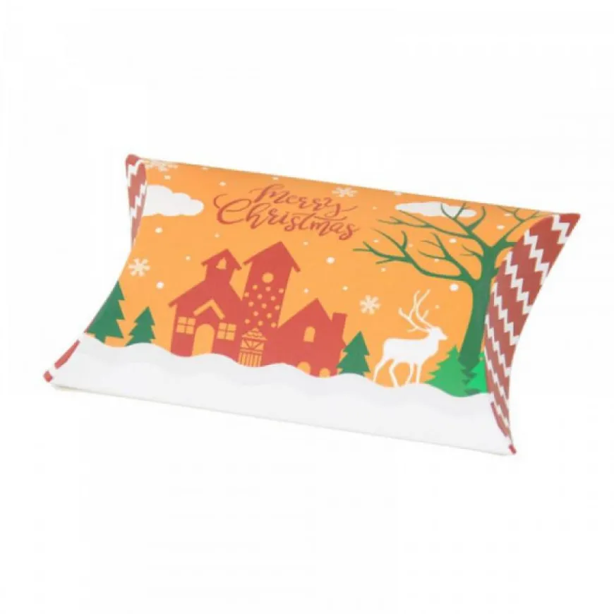 étui orange carton pour les fêtes de fin d'année avec imprimés fêtes de noël