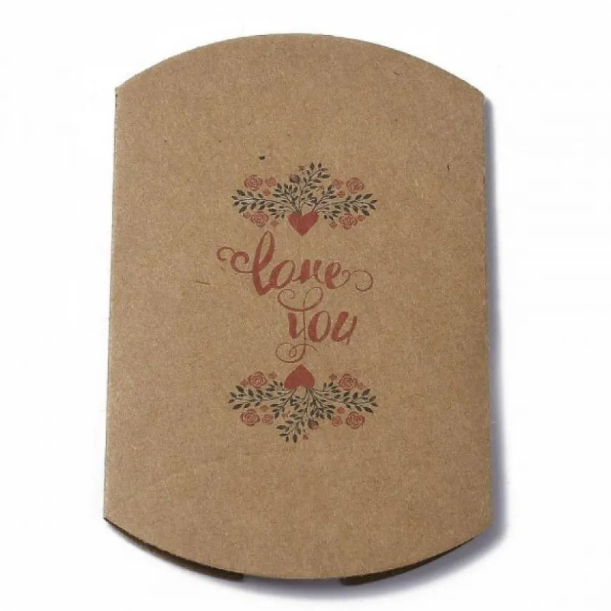 étui papier kraft marron carton pour un joyeux anniversaire avec des motifs saint valentin