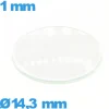 Verre 14,3 mm bombé circulaire montre verre minéral