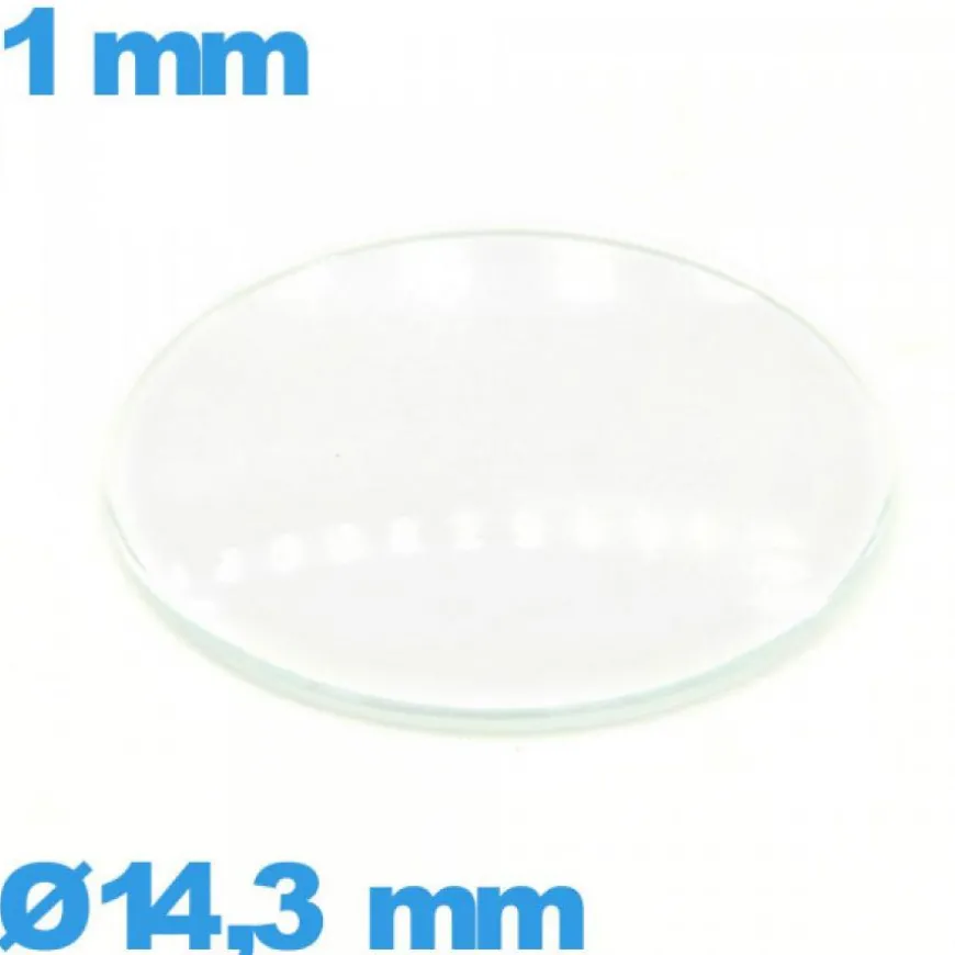 Verre 14,3 mm bombé circulaire montre verre minéral