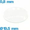 Verre 19,5 mm bombé circulaire montre verre minéral
