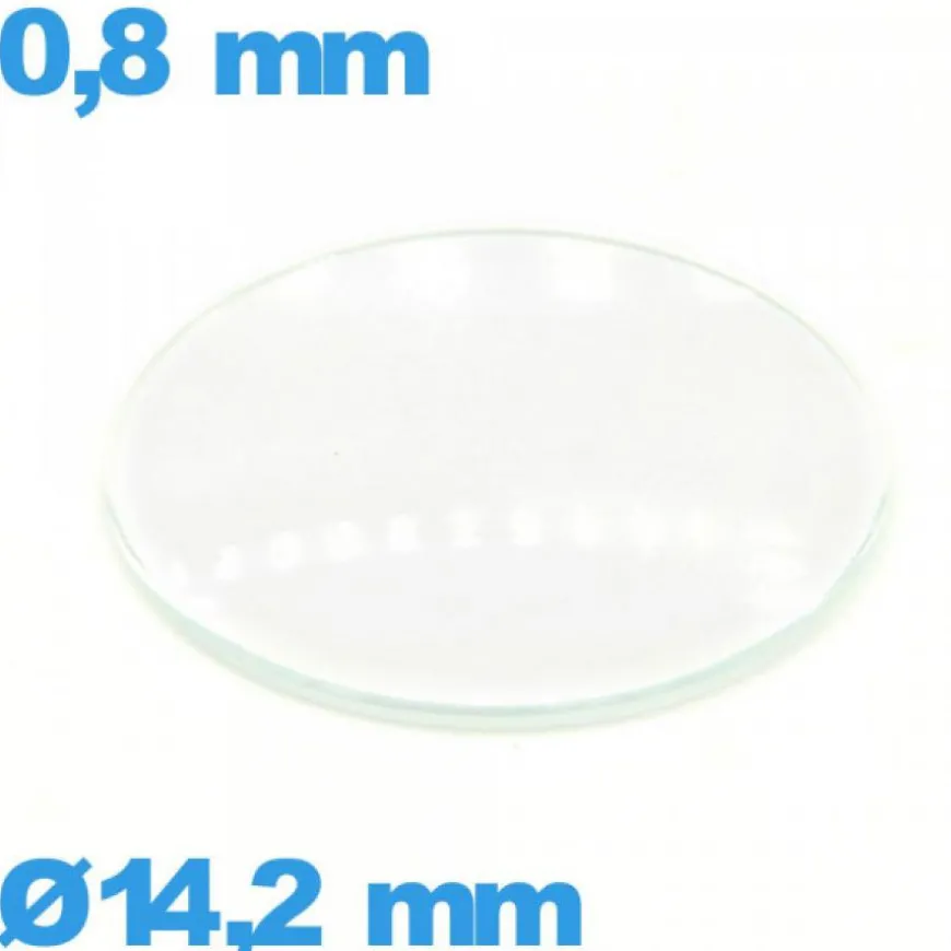 Verre 14,2 mm bombé de montre verre minéral circulaire