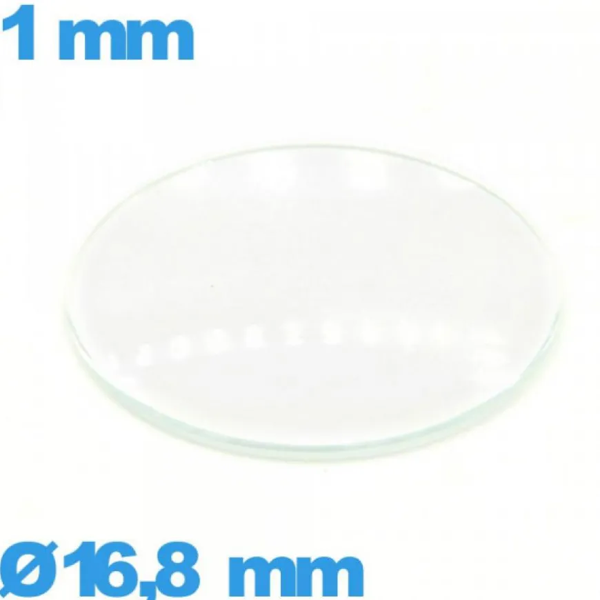 Verre 16,8 mm bombé pour montre verre minéral circulaire