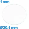 Verre 20,1 mm circulaire de montre en verre minéral