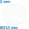Verre 21,3 mm circulaire plat de montre verre minéral