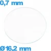 Verre 16,2 mm circulaire plat de montre verre minéral