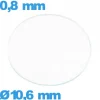 Verre 10,6 mm circulaire plat montre en verre minéral