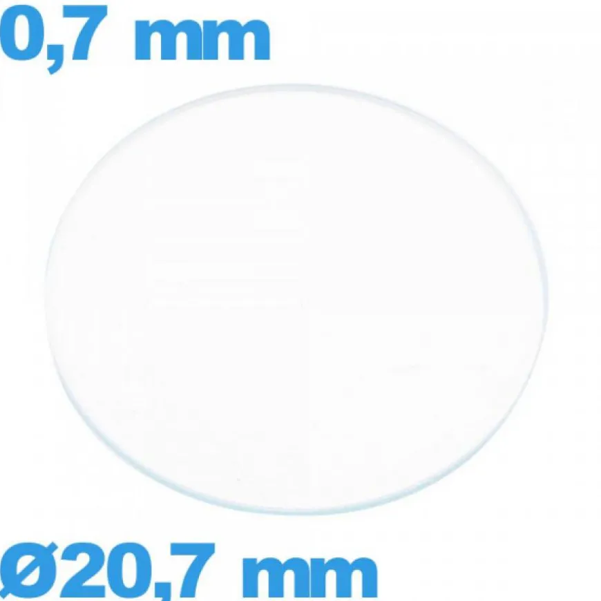 Verre 20,7 mm circulaire plat pour montre verre minéral