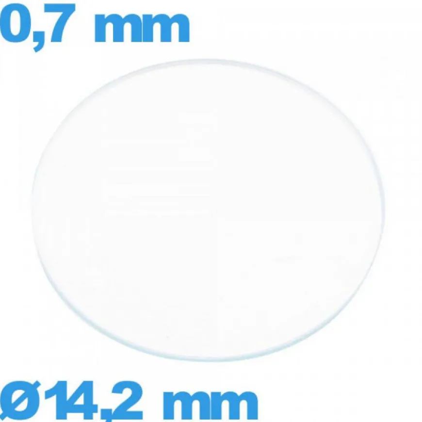 Verre 14,2 mm circulaire pour montre verre minéral