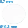 Verre 14,3 mm circulaire pour montre verre minéral