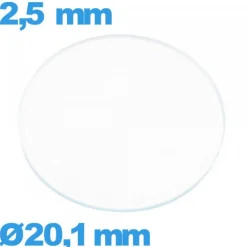 Verre 20,1 mm de montre plat circulaire en verre minéral