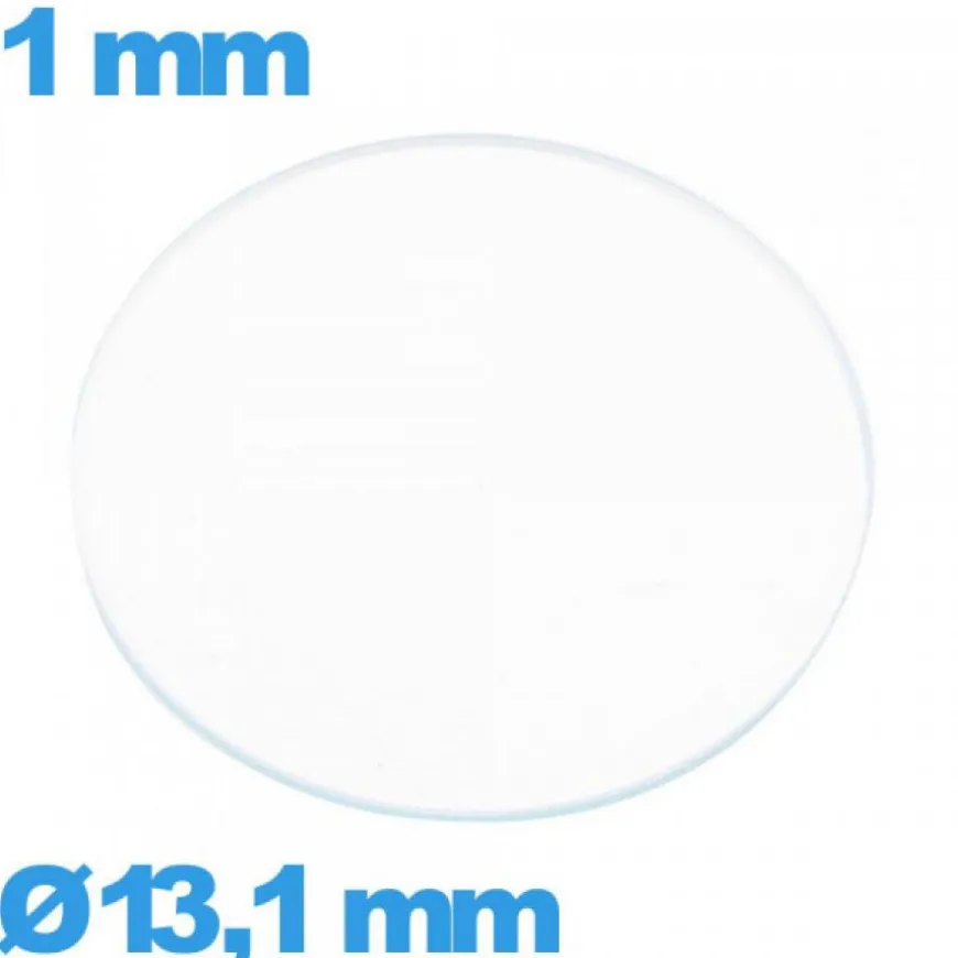 Verre 13,1 mm de montre plat circulaire verre minéral