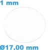 Verre 17,00 mm de montre Saphir Plat Circulaire épaisseur 1 mm résistant aux rayures