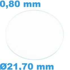 Verre 21,7 mm de montre Saphir Plat Rond épaisseur 0,80 mm résistant aux rayures