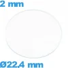 Verre 22,4 mm montre circulaire en verre minéral