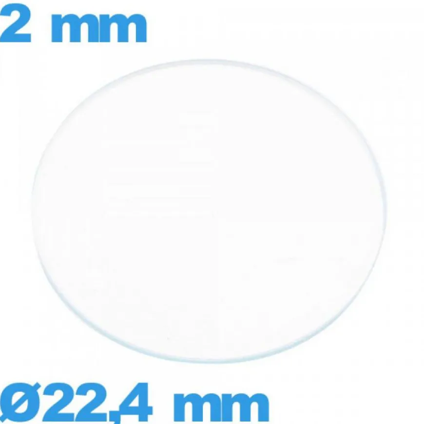 Verre 22,4 mm montre circulaire en verre minéral