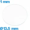 Verre 13,5 mm montre plat circulaire verre minéral