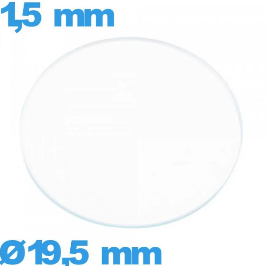Verre 19,5 mm montre plat circulaire verre minéral