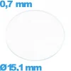 Verre 15,1 mm montre verre minéral circulaire