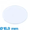 Verre 16,9 mm plat et fin montre Plastique Circulaire