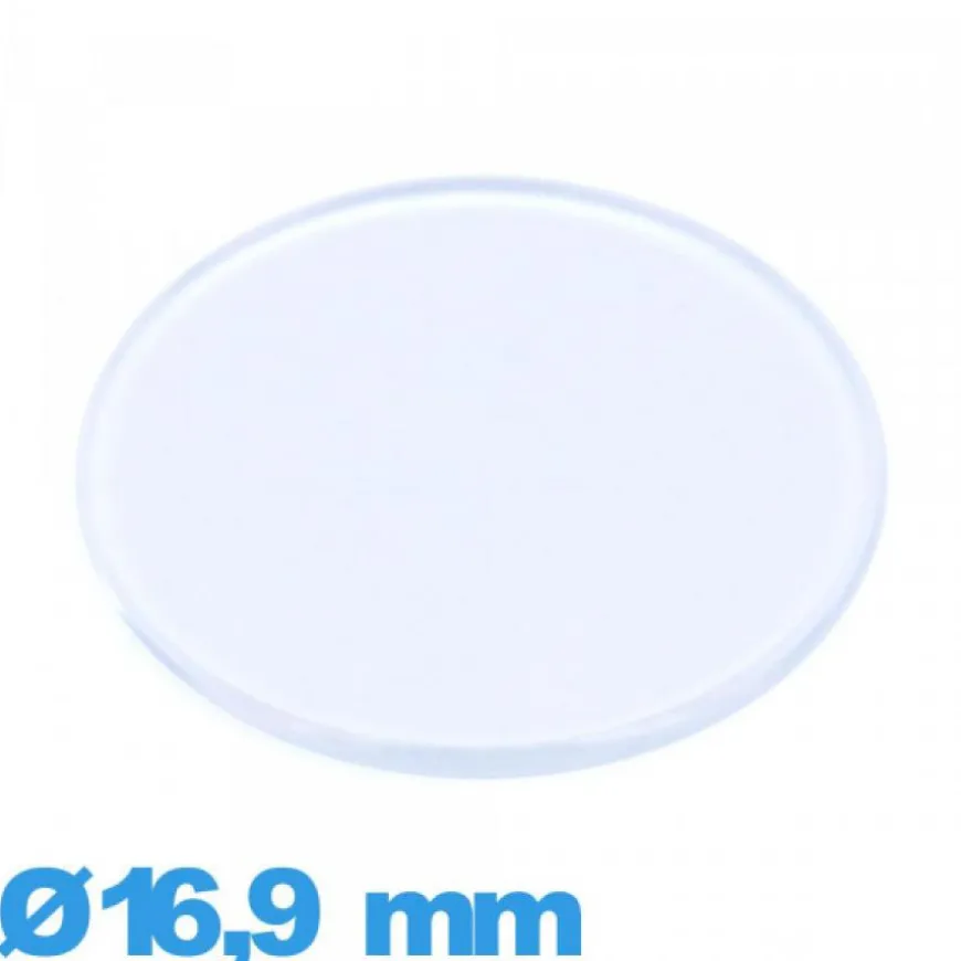 Verre 16,9 mm plat et fin montre Plastique Circulaire