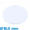 Verre 18,9 mm plat et fin pour montre en acrylique Circulaire