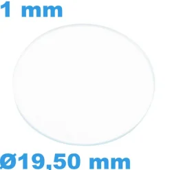 Verre 19,5 mm Plat Saphir pour montre Circulaire épaisseur 1 mm inrayable