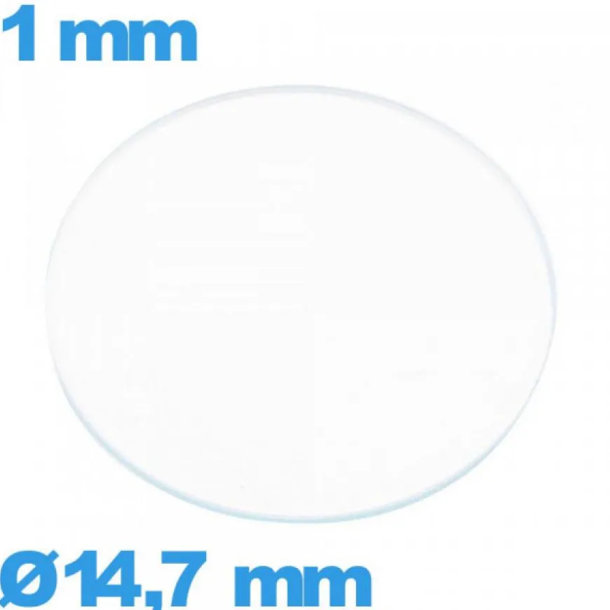 Verre 14,7 mm pour montre en verre minéral circulaire