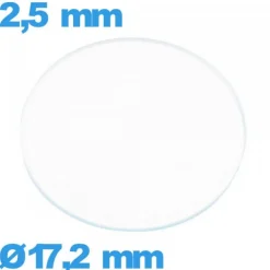 Verre 17,2 mm pour montre en verre minéral circulaire