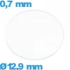 Verre 12,9 mm pour montre en verre minéral circulaire