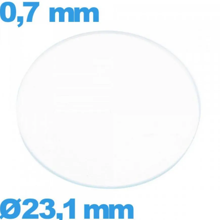 Verre 23,1 mm pour montre plat circulaire en verre minéral