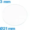 Verre 21 mm pour montre plat circulaire verre minéral